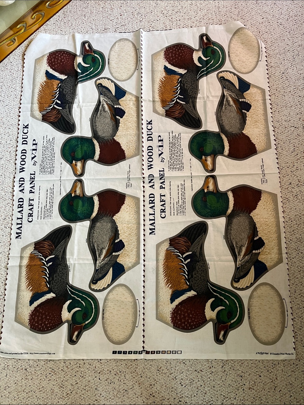 (2) Cut and Sew Panels of Mallard and Wood Ducks. Each panel makes 2 ducks